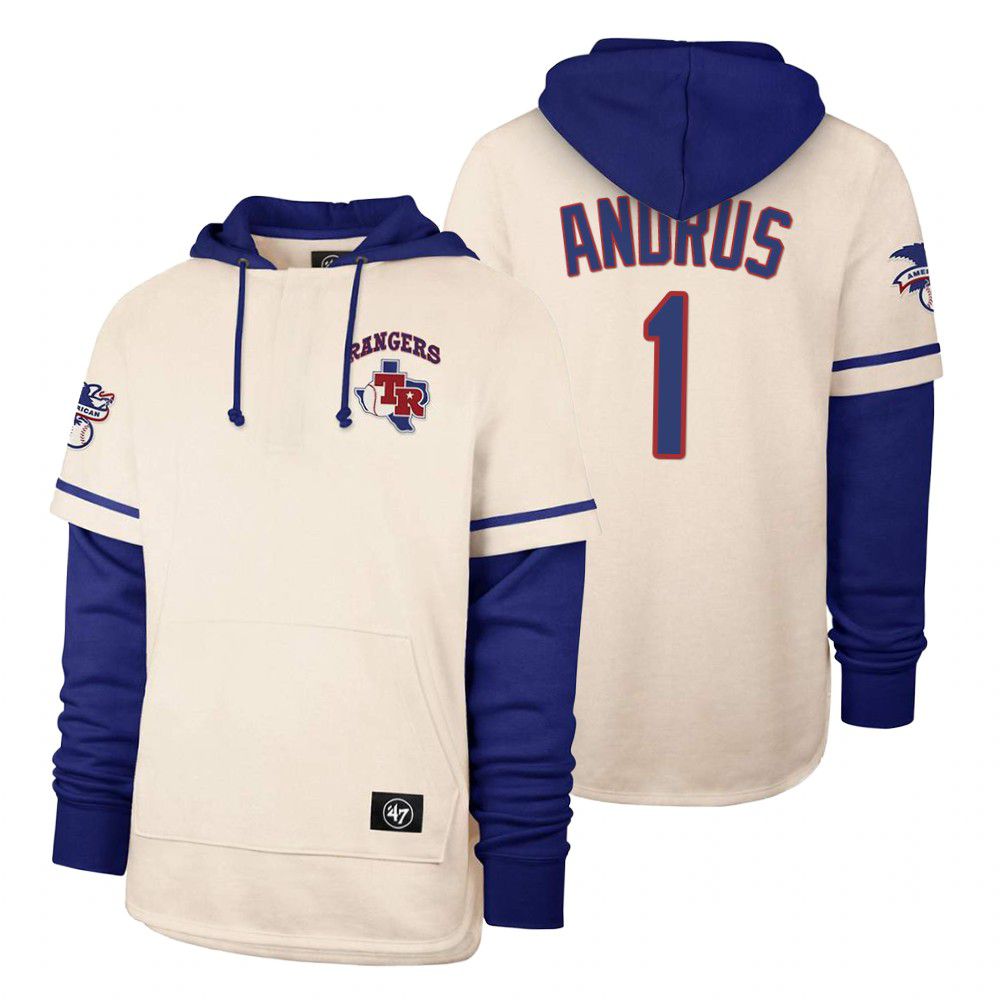 Men Texas Rangers #1 Andrus Cream 2021 Pullover Hoodie MLB Jersey->texas rangers->MLB Jersey